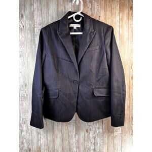 New York & Company Blazer Jacker Womens‎ 12 Navy Blue Stretch Chambray Corpcore